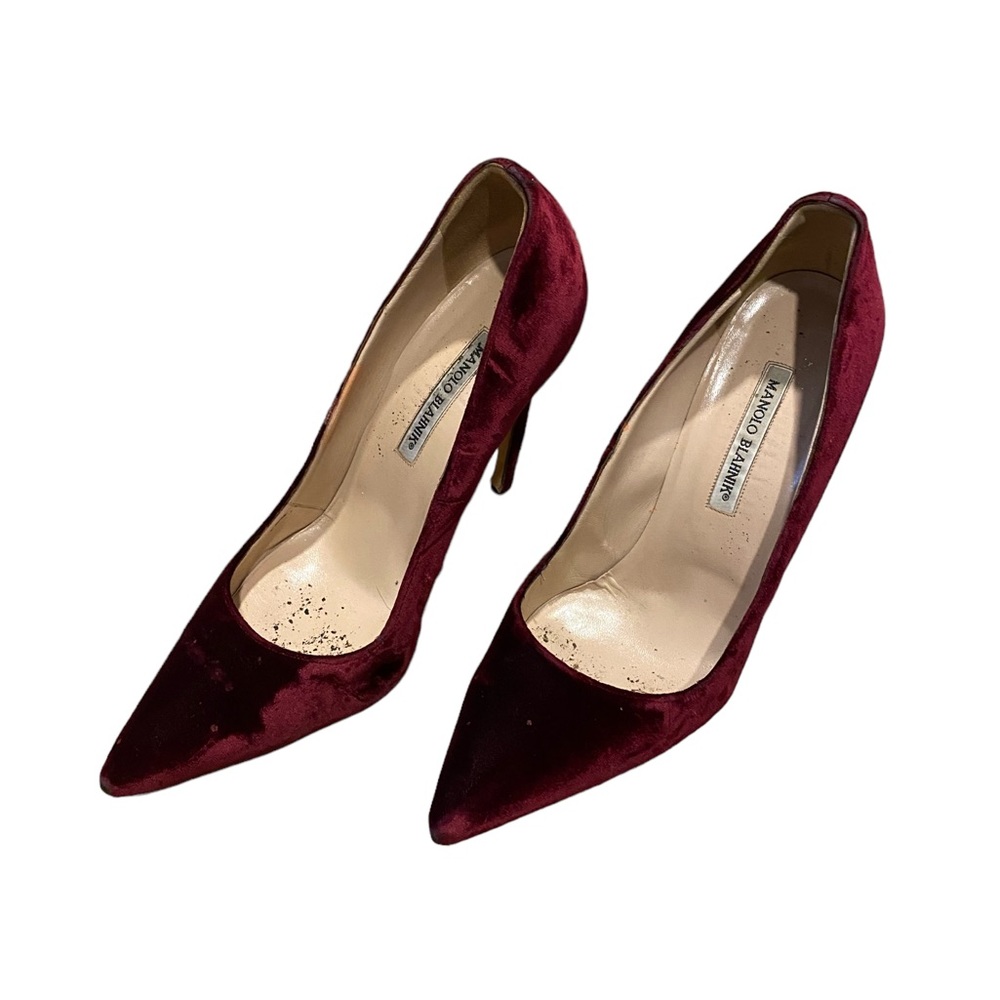 Manolo sz 41- Crushed Velvet pump- Wine Red